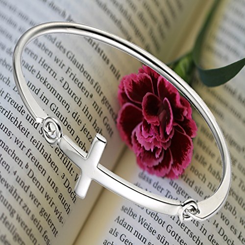 Cross Bracelet Sideways Cross Bracelet Open Hook Bracelet,Religious Gift, Religious Jewelry3