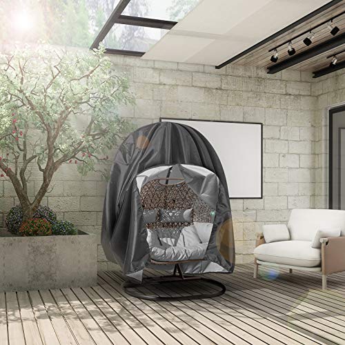 Tocawe Patio Hanging Chair Cover,210D Oxford Wicker Egg Swing Chair Covers Waterproof Windproof Anti-Uv For Outdoor Swing For Egg Swing Chair Patio Stand Cover With Zipper (90.5” H X 78.7” D) #TOP6
