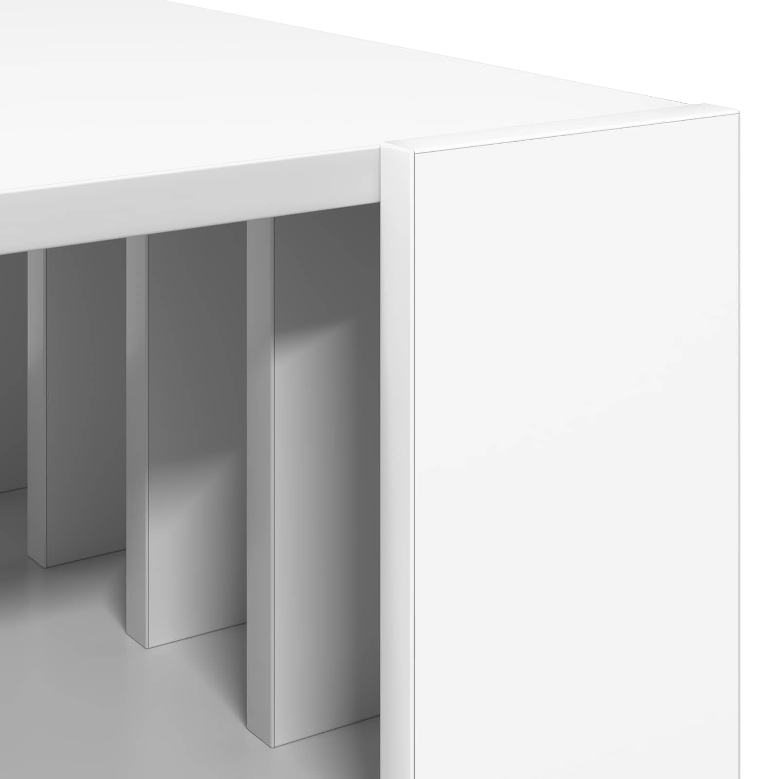 Mesa de centro blanca de 66 x 49,5 x 45 cm, material de madera, moderna mesa de salón con estante y espacio de almacenamiento para salón, habitación de invitados, oficina, pasillo, recepción