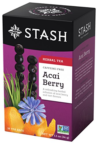 Image of Stash Tea Acai Berry Herbal Tea - Naturally Caffeine Free, Non-GMO Project Verified Premium Tea with No Artificial Ingredients, 18 Count (Pack of 6) - 108 Bags Total