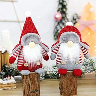 2Pcs Christmas Swedish Gnome Handmade Swedish Gnome Ornaments Christmas Santa Decorations Plush Elf Santa Tomete Figurines Holiday Home Party Decor Kids Xmas Gift