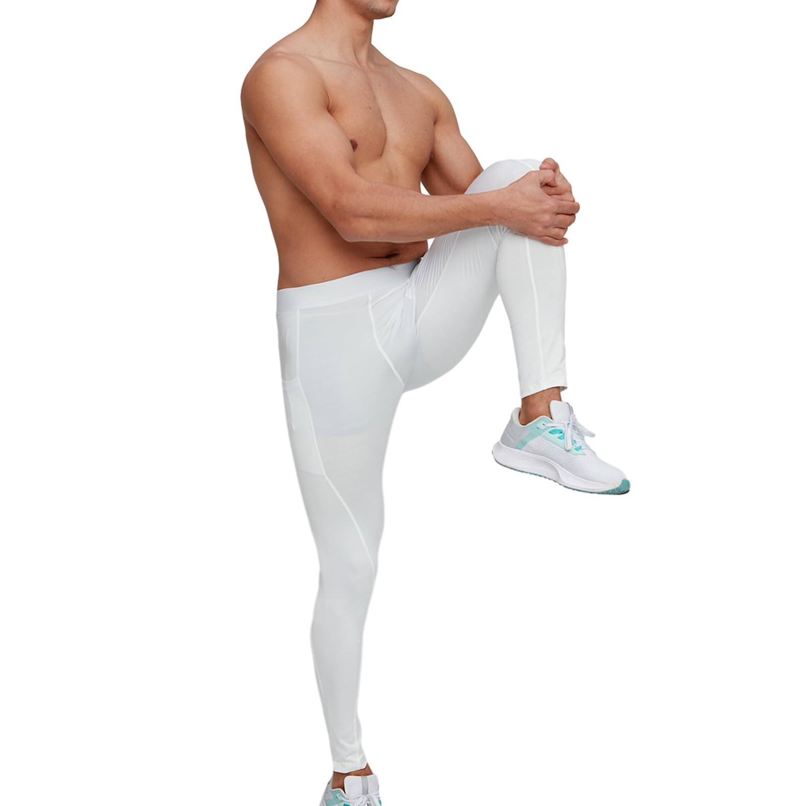 Blaward 2 Pcs Mens Compression Pants Cold Gear Base Layer Athletic Workout Leggings Tights with Pockets Ski Bottoms Underwear