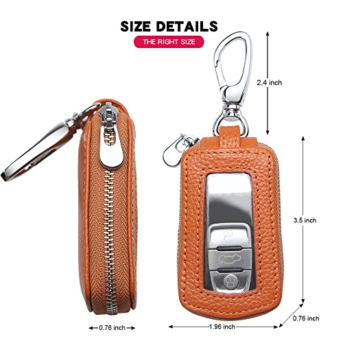 Image of Universal Premium Car Key Fob Case Genuine Leather Car Smart Key fob Holder for Remote Key Fob