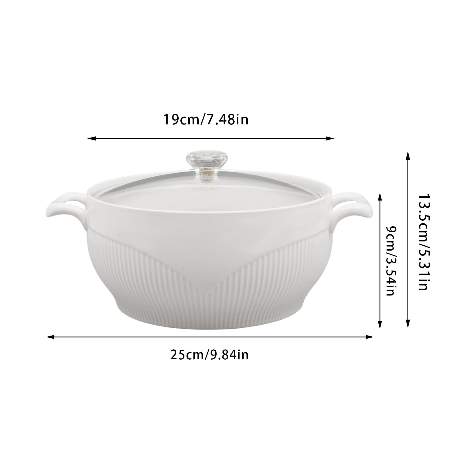 Zuppiera in Ceramica, Ciotola da Portata Creativa con Doppio Manico, stoviglie Decorative per zuppa di Cereali, stufato di Miso Freddo