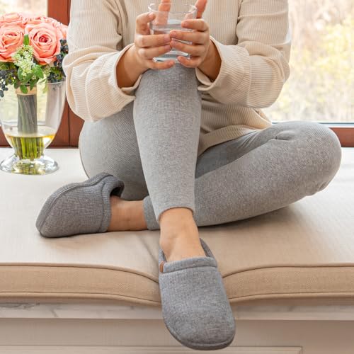 FamilyFairy Womens Slip On Memory Foam Slippers Comfy Knit Bedroom House Shoes for Indoor Outdoor2