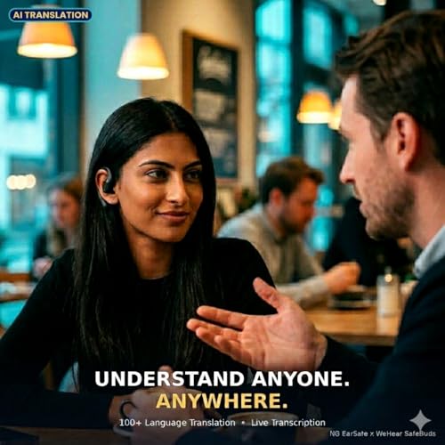 Image of NG Earsafe x WeHear SafeBuds Open Ear OWS Earbuds | AI Translation 100+ Languages | Live Transcription | 30H Battery | 15mm Driver | Dual Pairing| IPx4 | Touch Controls | HD Calls | Black