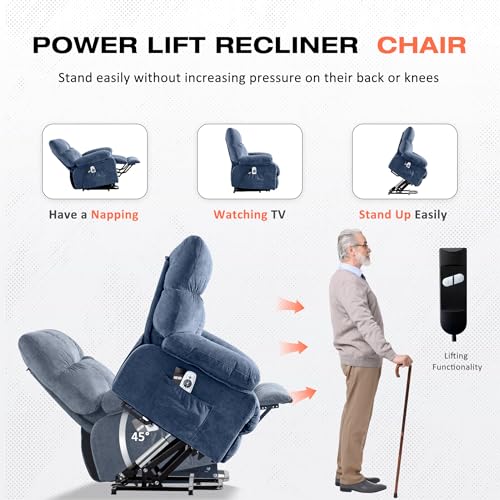 Image of MAHOMICO Power Lift Recliner Chair for Elderly with Vibration Massage and Lumbar Heating, Electric Lift Recliner Sofa with USB Charging Port and Side Pocket for Living Room Comfort