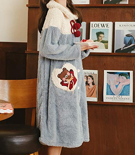 Coral Velvet Pajamas Fall/Winter Girl Cute Sweet Cartoon Thick Student Frankincly Velvet Medium-Length Home Clothes #TOP2