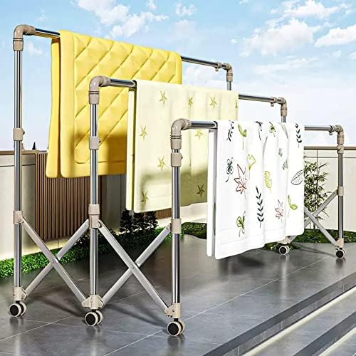 Foldable Clothes Drying Rack Foldable Portable Space Saving Clothes Drying Rack, Clothes Drying Rack Indoor,Stainless Steel Laundry Drying Rack for Indoor Outdoor and Th