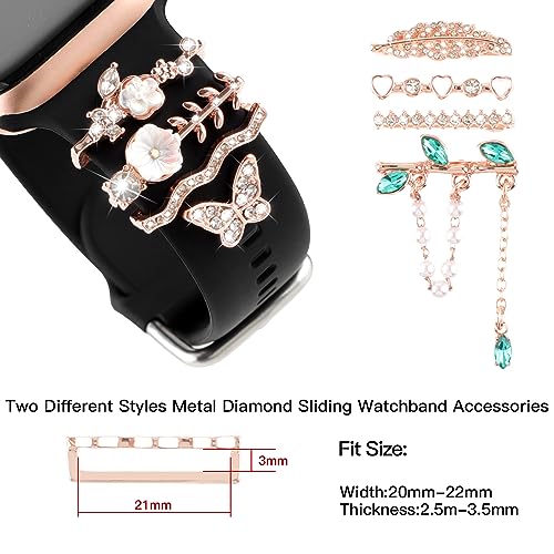 Watch Bands Charms Compatible with Apple Watch Band 41mm 40mm 38mm 42mm 44mm 45mm 49mm Women Decorative Ring Loops For iWatch Series 9 Ultra 2 SE 8 7 6 5 4 3 2 1 Metal Accessories (No Straps)