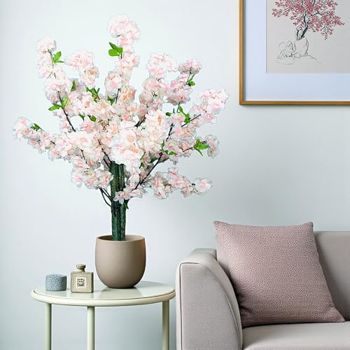 Arnusa KP Kirsche Cerisier en Fleurs Cerisier Plante Artificielle Arbre Artificiel Fleur de Cerisier Plante d'intérieur (Rose 80 cm) Extra Large