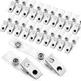 Easytle 30 Pcs Metal Badge Clips with Clear PVC Straps ID Strap Clip Double Holes Badge Holder Clips ID Clip for Badges, Work Badges