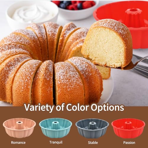 PADELE 2 Pack Silicone Cake Pan Nonstick,10 Inch, Silicone Cake Molds,Pound Cake Pan, Baking Cake Pan for Jello,Gelatin,Cake,Brownie and Bread（Pink+Blue） by PADELE - Image 4