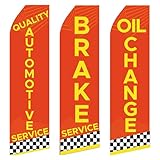 Quality Automotive Service, Oil Change, Brake Service King Swooper Feather Flag Sign- Pack of 3 (Hardware Not Included)
