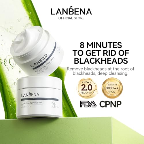 Lanbena Tiras De Poros (30 G), 60 Tiras De Nariz Com Removedor De Cravos, Removedor De Cabeça Preta