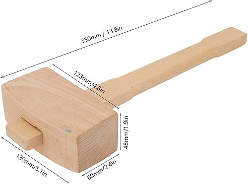 Miniatura 5 de Martillo de madera de carpintero, mazo de madera profesional bien equilibrado de madera de haya para carpintería, mazo de carpintería, sin daños,