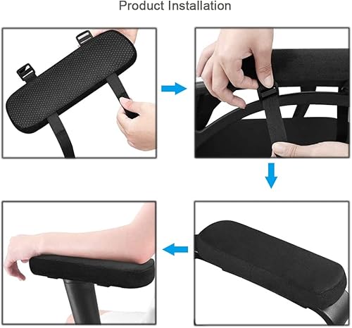 Miniatura 4 de Addabst Almohadillas para reposabrazos para silla de oficina, 2 fundas gruesas para reposabrazos de silla de oficina, almohadillas extraíbles para