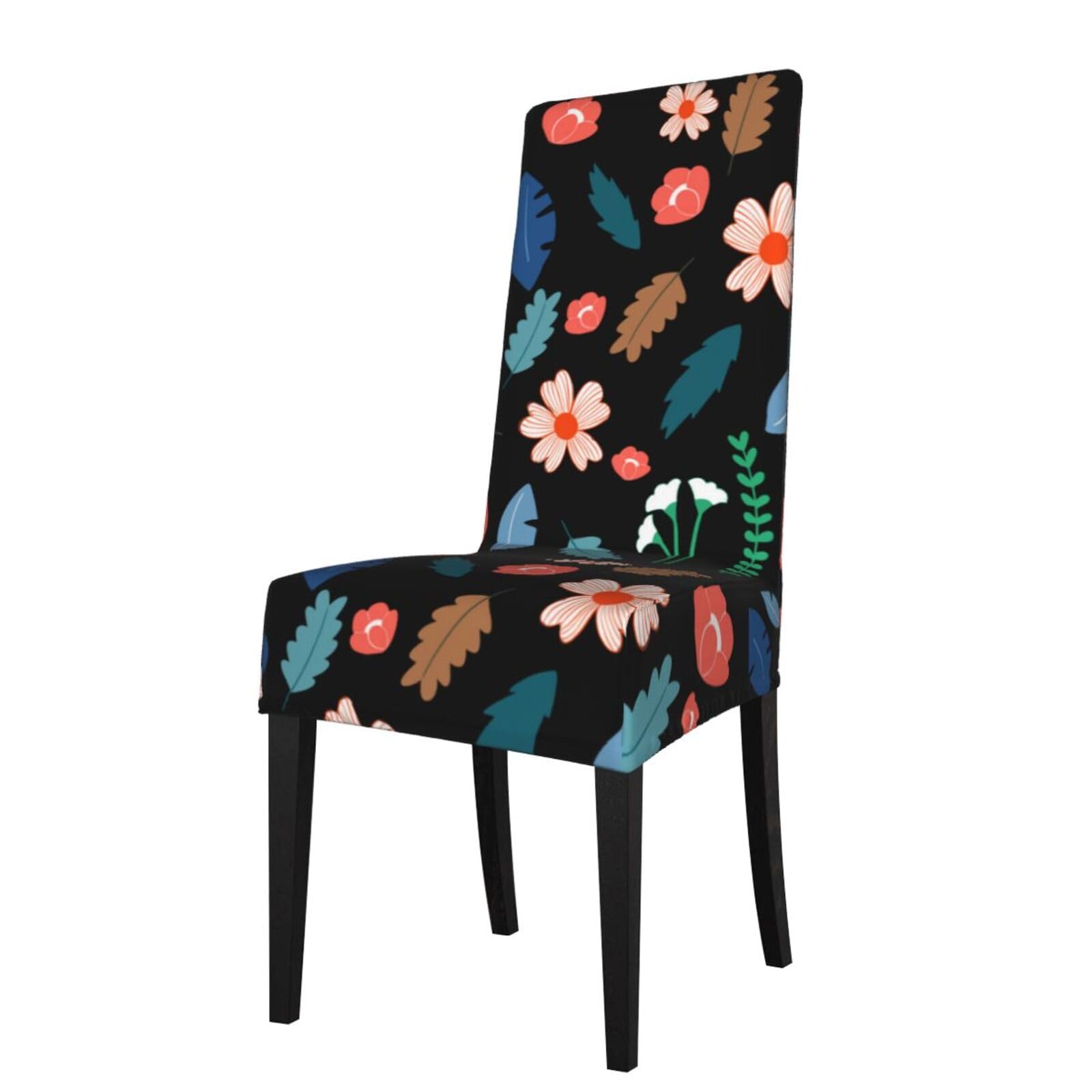 LKYMOH Vibrant Flower And Leaf Pattern, Chair Covers Stretch Chair Slipcovers for Dining Room, for Party Pet Protection Universal Fit Soft Polyester