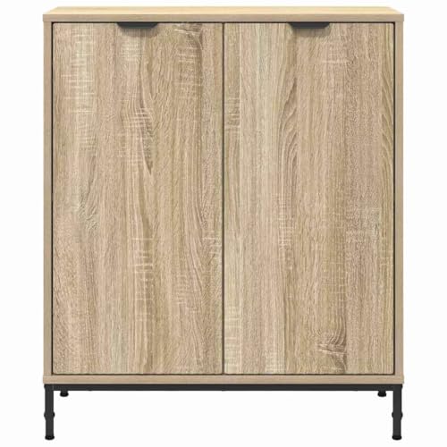 Armario estable de madera con dos puertas batientes y base metálica fija 7