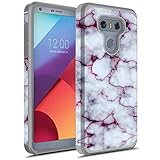 LG G6 Case, Rosebono Hybrid Dual Layer Shockproof Hard Cover Graphic Fashion Cute Colorful Silicone Skin Case for LG G6 - Pluple Marble