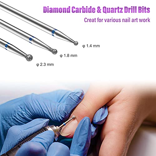 Yafex Ceramic Nail Drill Bit Set - 13 Pcs 3/32 Inch Professional Acrylic Nail Bits Diamond Carbide Cuticle Removal Bits For Electric Manicure Pedicure Nail Drill #TOP4