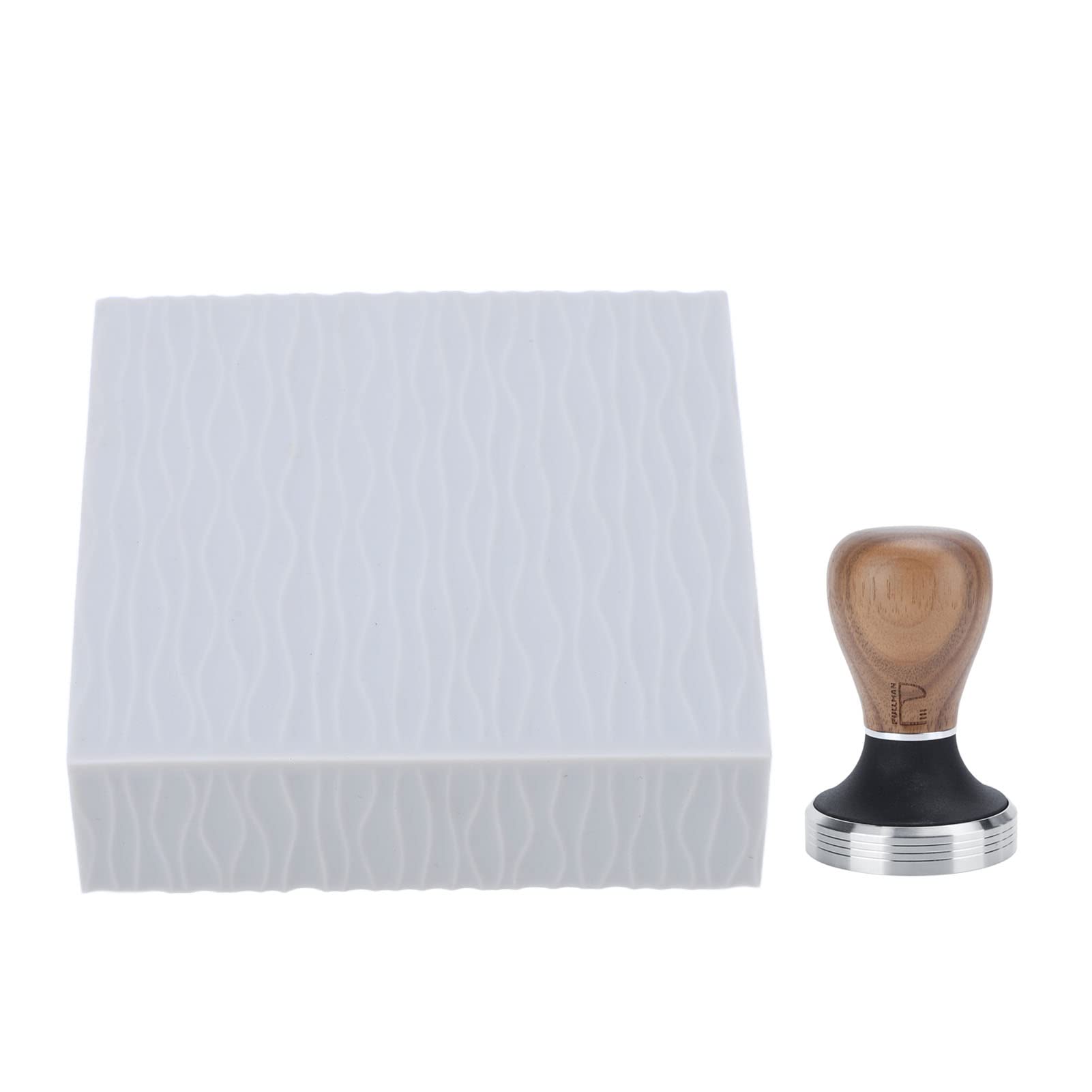 Pilon à café 58 mm et tapis en silicone gris pour bourrage expresso maison