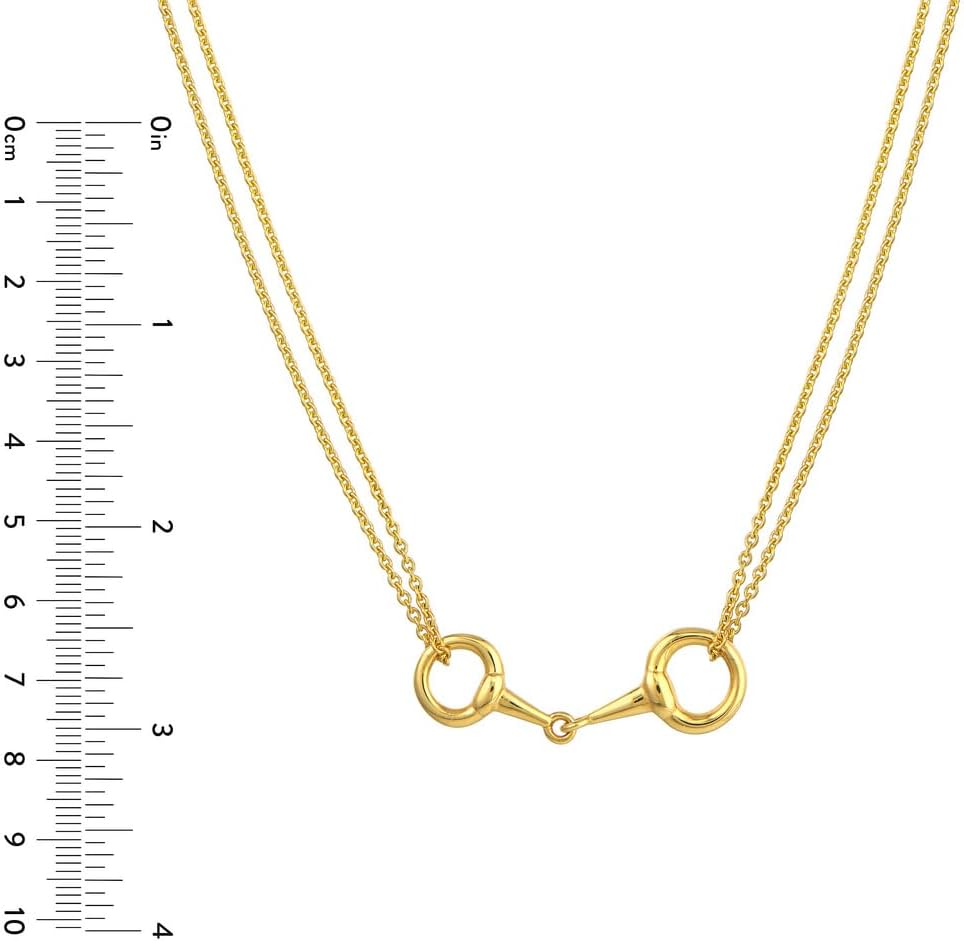 JewelryWeb 14k Yellow Gold Double Strand Horse Bite Adjustable Necklace 18 Inch Strand Necklace for Women