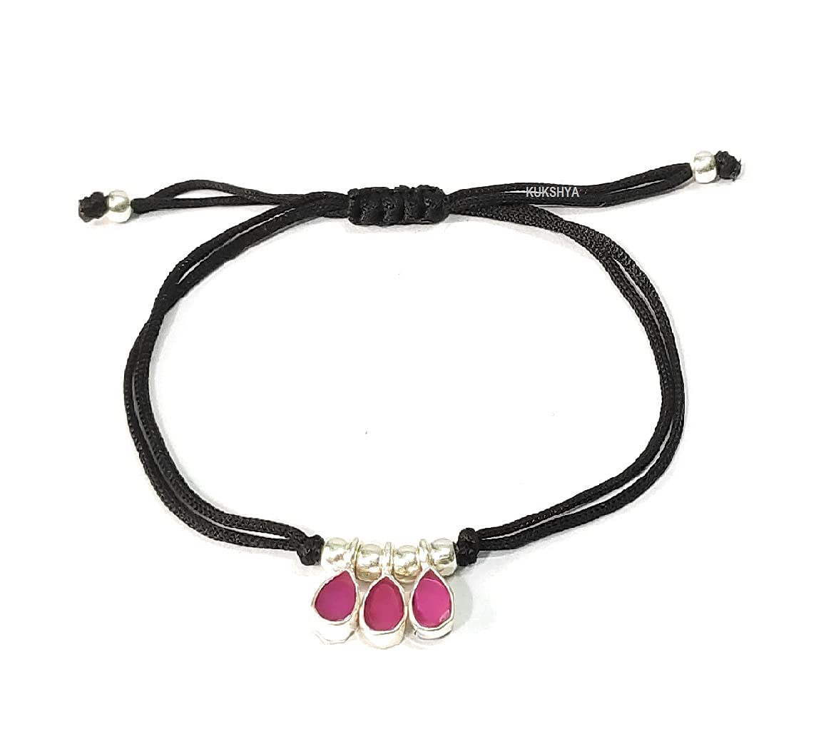 KUKSHYA JEWELLERS Exclusive 925 Sterling Silver Cut Stone Charm Black Threaded Anklet For Women & Girls Adjustable 1 Piece(TP 056) (PINK PINK PINK) (B09F9R3GKZ) Amazon Price History, Amazon Price Tracker