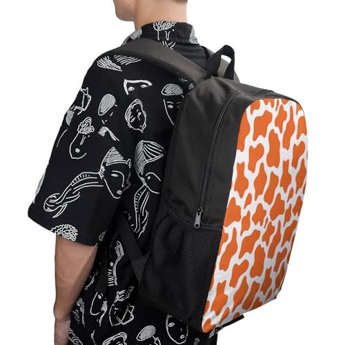 Orange Cow Skin Pattern Backpack Simple Leisure Travel Backpack Outgoing Daypack 17 Inch4