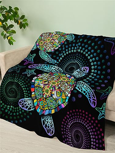 Mantas para Sofa Animales Morados Geométricos Plaid Sofa Diseño de Doble Cara Plaid Cama Suave Mantas para Cama Lana de Cordero de Franela Mantas Espesar Manta Polar Durable Manta Cama 150x200cm