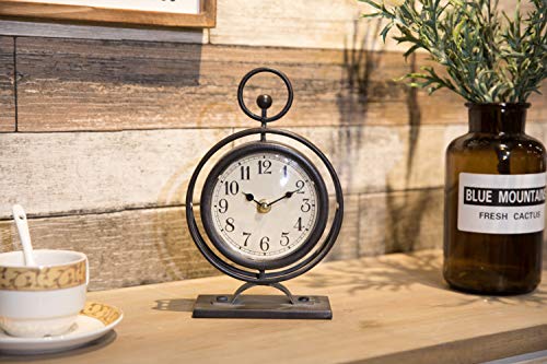 Jumbo Humble Small Vintage Metal Desk Clock, Decorative Table Clock For Living Room Decor, Silent Mantel Clock Farmhouse Shelf Decor Battery Operated thumb #1