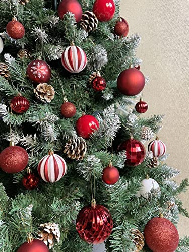 Aogu 48 Inch Faux Fur Christmas Tree Skirt White Plush Skirt And 86 Pcs Christmas Balls Ornaments #TOP4