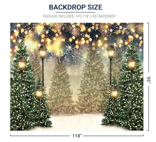 Allenjoy 10x8ft Winter Forest Landscape Photography Backdrop Glitter Spot Xmas Green Pine Trees Snowy Wonderland Background for Christmas New Year Party Decor Banner Portrait Photo Booth Props by Allenjoy - Image 3