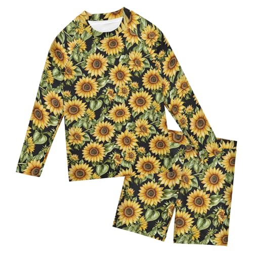 Sunflower Flowers Toddlers and Baby Boys' Swimsuit Trunk and Rashguard Set B0403501