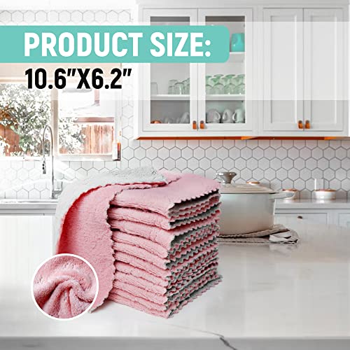 Lcsmaokin 12 Pack Reusable Kitchen Cloth, Kitchen Towels Dish Towels, 6 X 10 Inches, Multipurpose Super Absorbent Coral Velvet Wash Cloths For Furniture,Kitchen,Bathroom, Car (12 Pcs) #TOP5