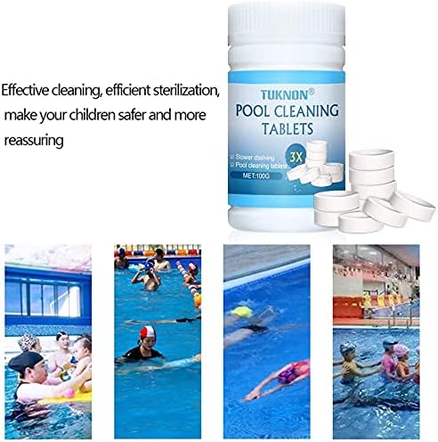 Chlorine Tablets for Swimming Pool, Pool Cleaning Tablets, Multifunction Chlorine Tablets, Magic Pool Cleaning Tablets, Instant Pool Cleaning Tablets for Swimming Pool Spa Hot Tub Bathtubs, 100 Pcs