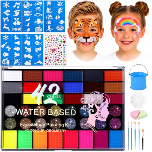 Gesichtsfarbe Kinderschminke Set,42 Farben Theaterschminke