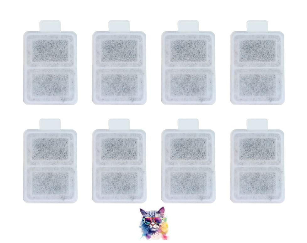 Free Fall and Fountain Filter Cartridges SMALL (individually wrapped) compatible with Whisker City Brand Fountains 50 oz. (sml) and 150 oz. (med) sizes. Pack of 8 filters by Trinity Marketplace.