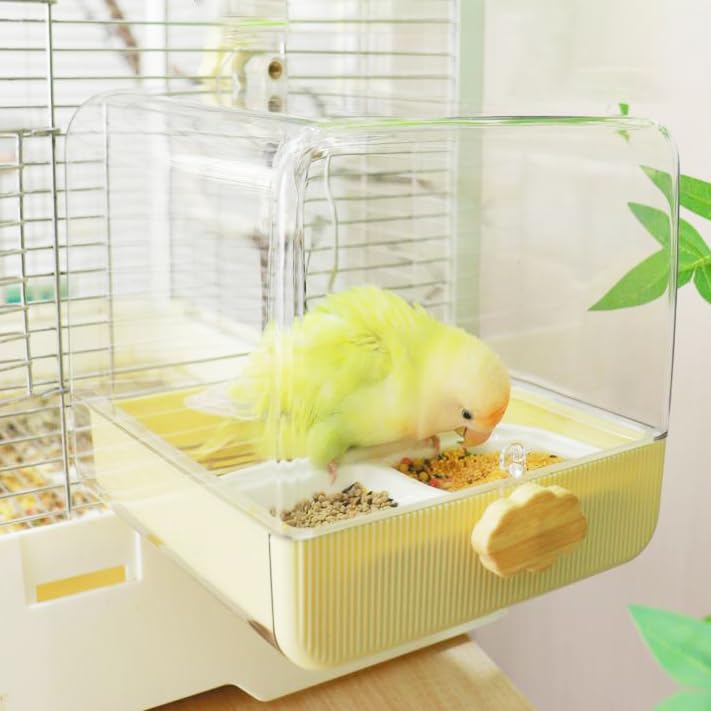 Bird Bath for Cage, Parakeets Shower Cage Accessories Fountain, 3-in-1 Birdbath Water Feeder Nest with Mat and Bowl, Hanging Bird Stuff for Small to Medium Budgie, Finch, Cockatiel, Lovebird, Conure