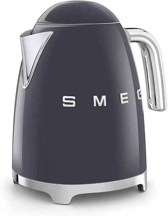 SMEG KLF03 Electric Kettle 1.7L (7 Cup), Retro Hot Water Boiler for Tea & Coffee, Fast Boiling, Auto Shut-Off, Soft Open Lid, 360 Swivel Base Countertop Kettle Slate Grey