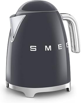 SMEG KLF03 Electric Kettle 1.7L (7 Cup), Retro Hot Water Boiler for Tea & Coffee, Fast Boiling, Auto Shut-Off, Soft Open Lid, 360 Swivel Base Countertop Kettle Slate Grey