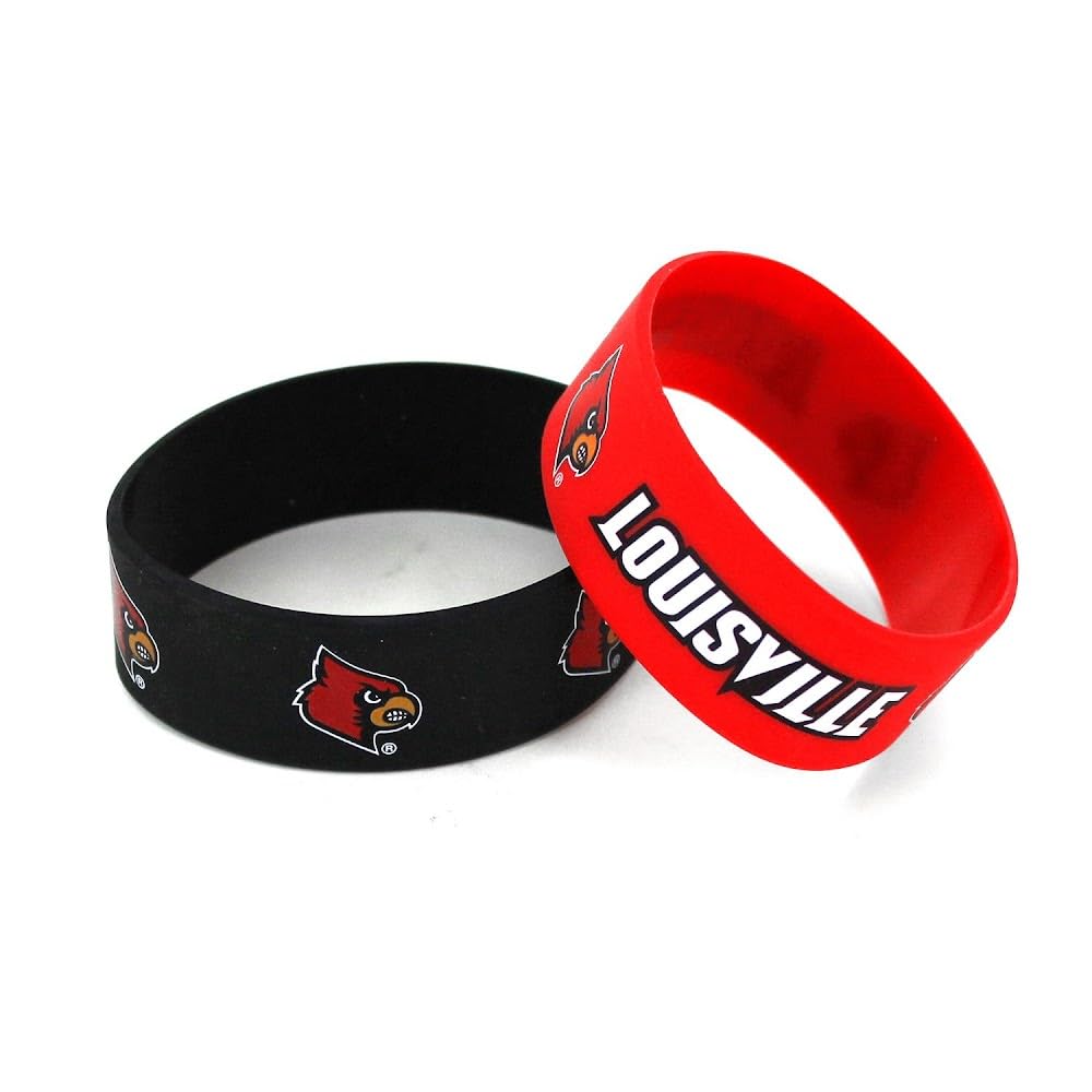 Aminco NCAA Louisville Cardinals Wide Silicone Bracelet, 2-Pack