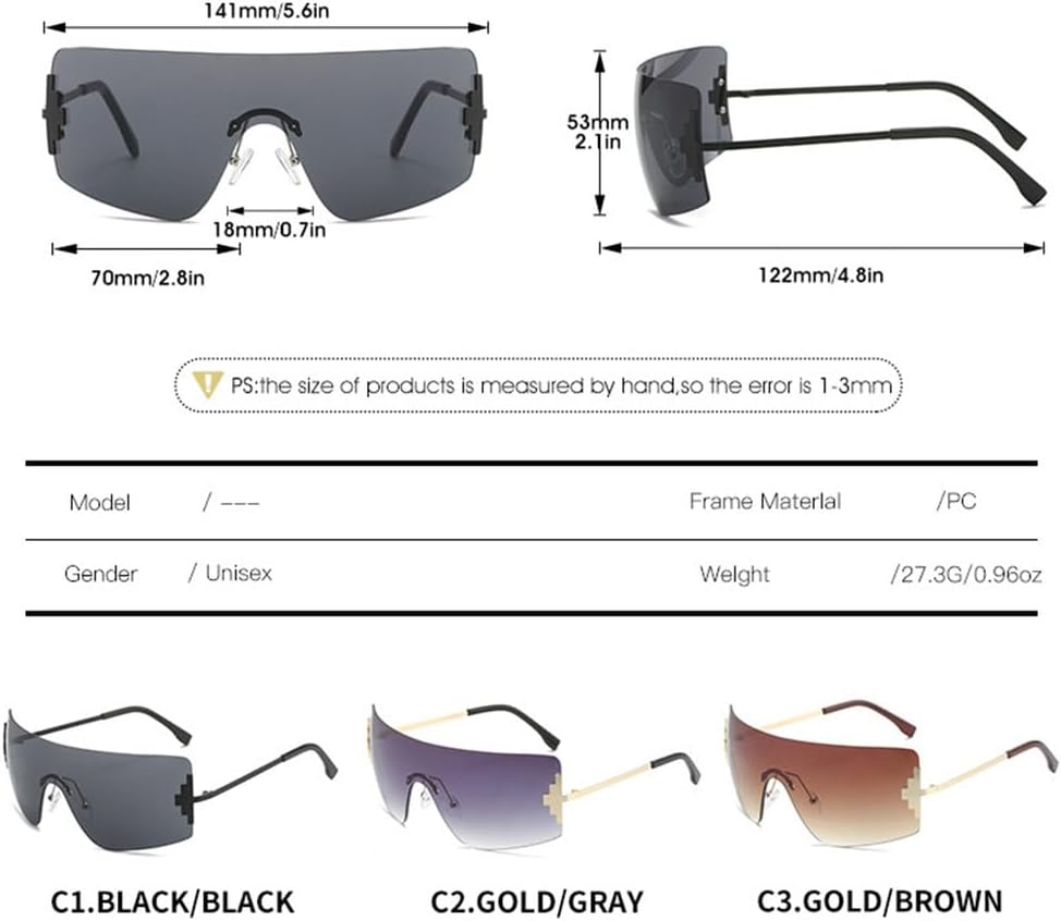 Borderless Men's Eye Sunglasses Retro Gradient Metal Frame Women's Hip Hop One Piece Frameless Eyeglass
