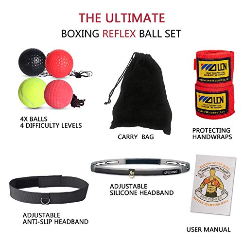 image for DOTSOG Boxing Reflex Ball Set,4 Difficulty Level Boxing Balls On Strin