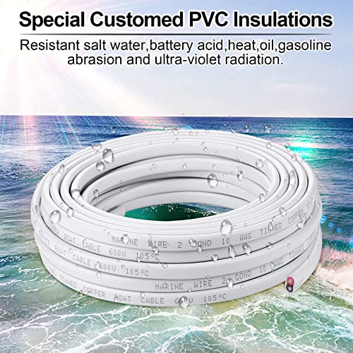 10 Gauge Wire,Igreely 10 Gauge Marine Wire 30Ft 10Awg Tinned Copper Boat Cable,2 Core Insulated Duplex Marine Stranded Cable For Automotive Boat Marine Speakers Solar Outdoors Wiring #TOP6