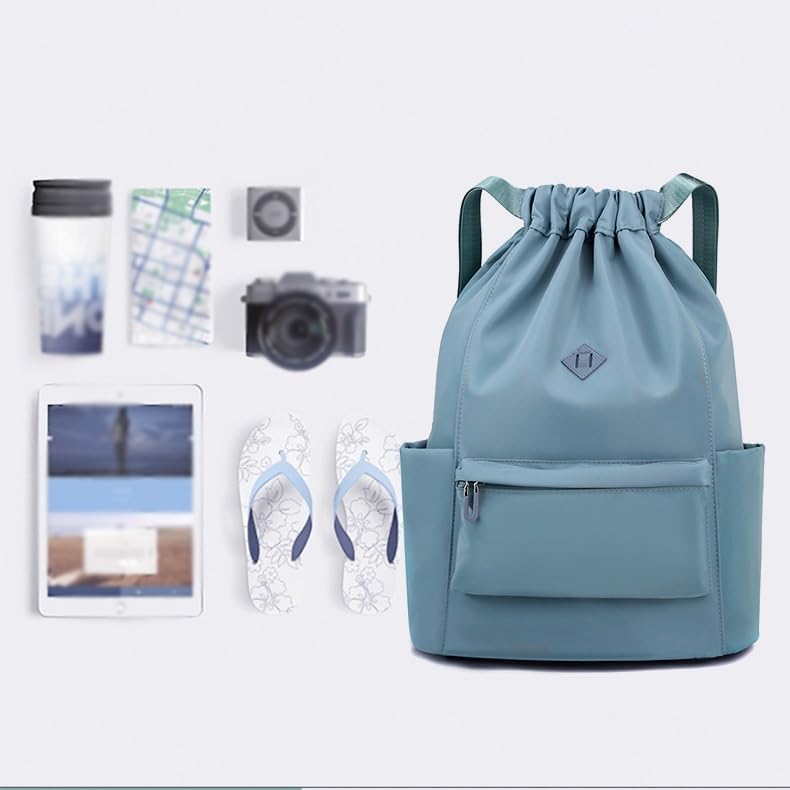 Drawstring Backpack with Wet Pocket Gym Water-Resistant String Bag Cinch image 5