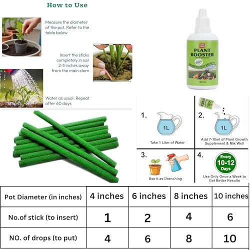 Image of 100% Natural Fertilizer Sticks, Magic Stick Plant Food for Indoor & Outdoor Plants, natural fertilizer for Home Garden Plants | Plant Growth Booster Healthy (40pcs-Plant-stick+100ml booster)