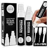 SAVVY & SORTED Large Erasable White Chalk Markers, 2PK 10 and 15mm Bold Marker for Glass Window, Washable Chalkboard Paint Board Jumbo Pens