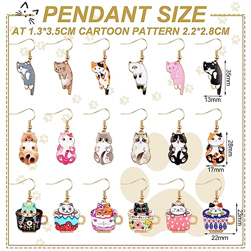 Tondiamo 18 Pairs Cute Anime Cat Dangle Earrings Set Kawaii Aesthetic Alloy Funny Cartoon Kitten Drop Dangling Earrings for Women Party Cat Jewelry Gifts2