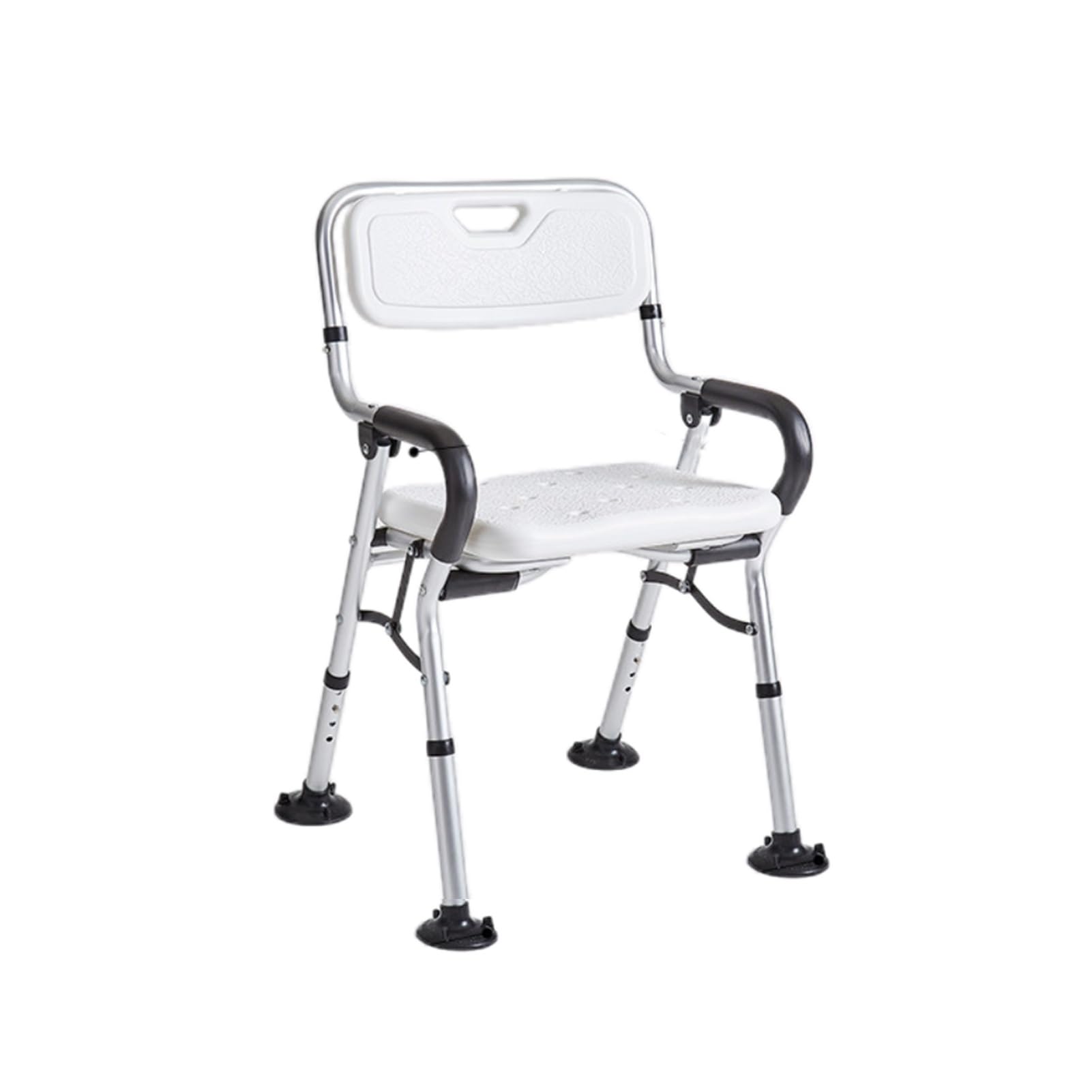 Silla de ducha acolchada y regulable en altura, asiento ergonómico para bañera con respaldo y reposabrazos, capacidad de carga de hasta 200 kg, para personas mayores (versión 1)